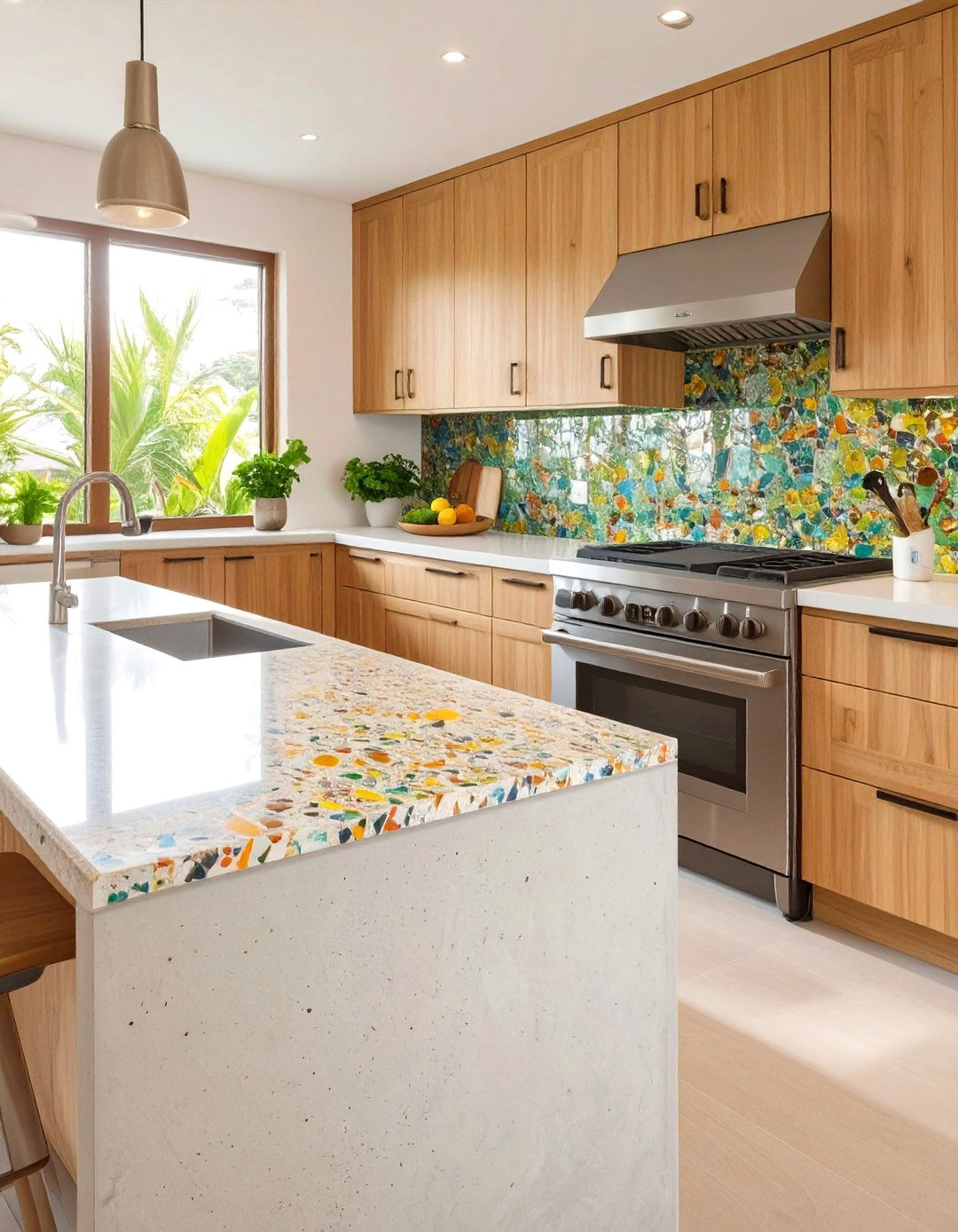 The Recycled Glass Kitchen - 30 best eco-friendly home decor ideas