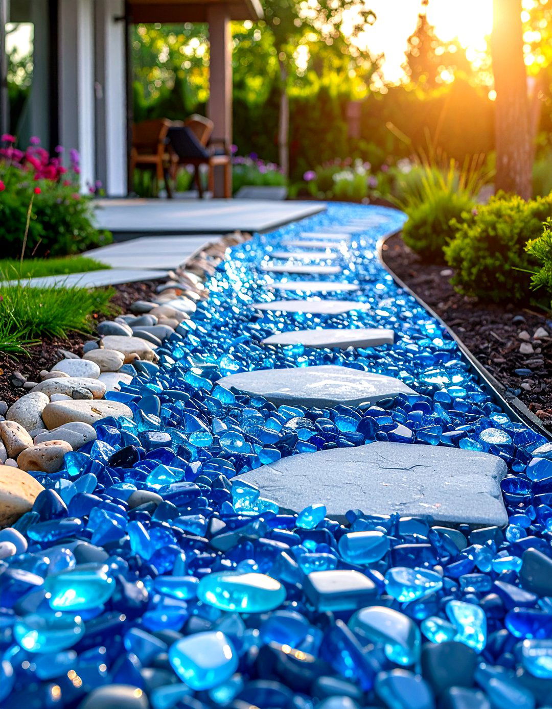 The Recycled Glass Mulch Garden Pathway - 30 garden pathway ideas