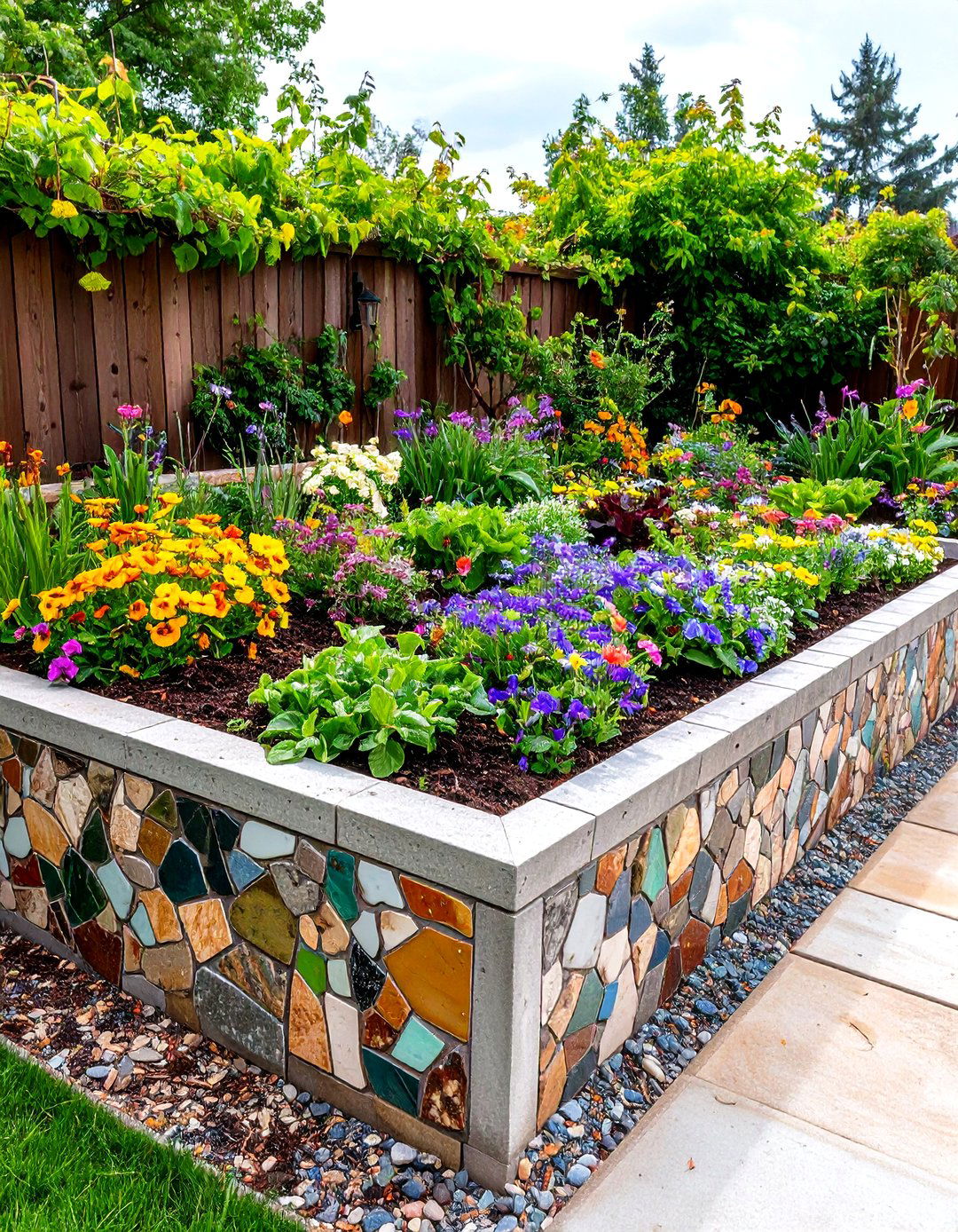 The Recycled Materials Mosaic Raised Garden Bed - 30 ideas for raised garden beds