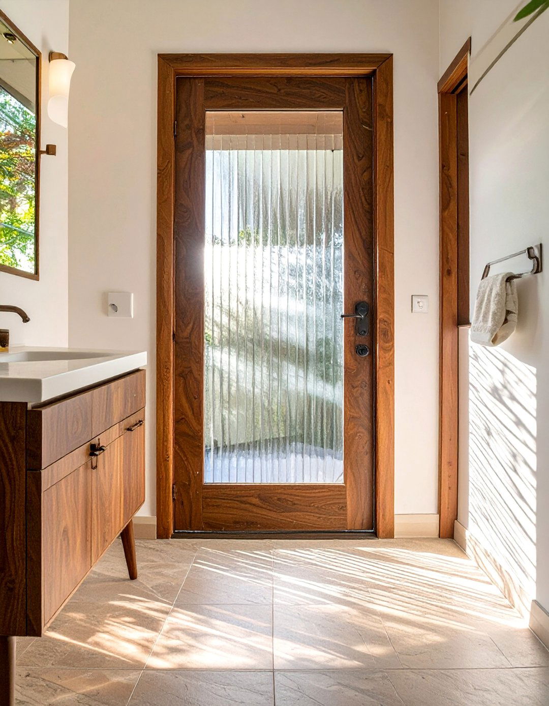 The Reeded Glass Bathroom Door - 30 bathroom door ideas
