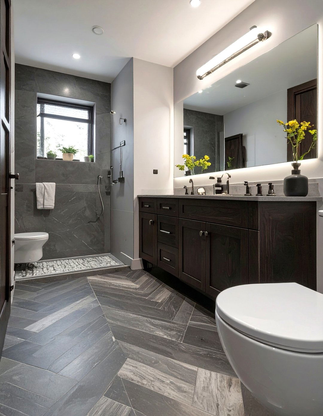 The Refined Herringbone Tile Bathroom - 30 masculine bathroom ideas