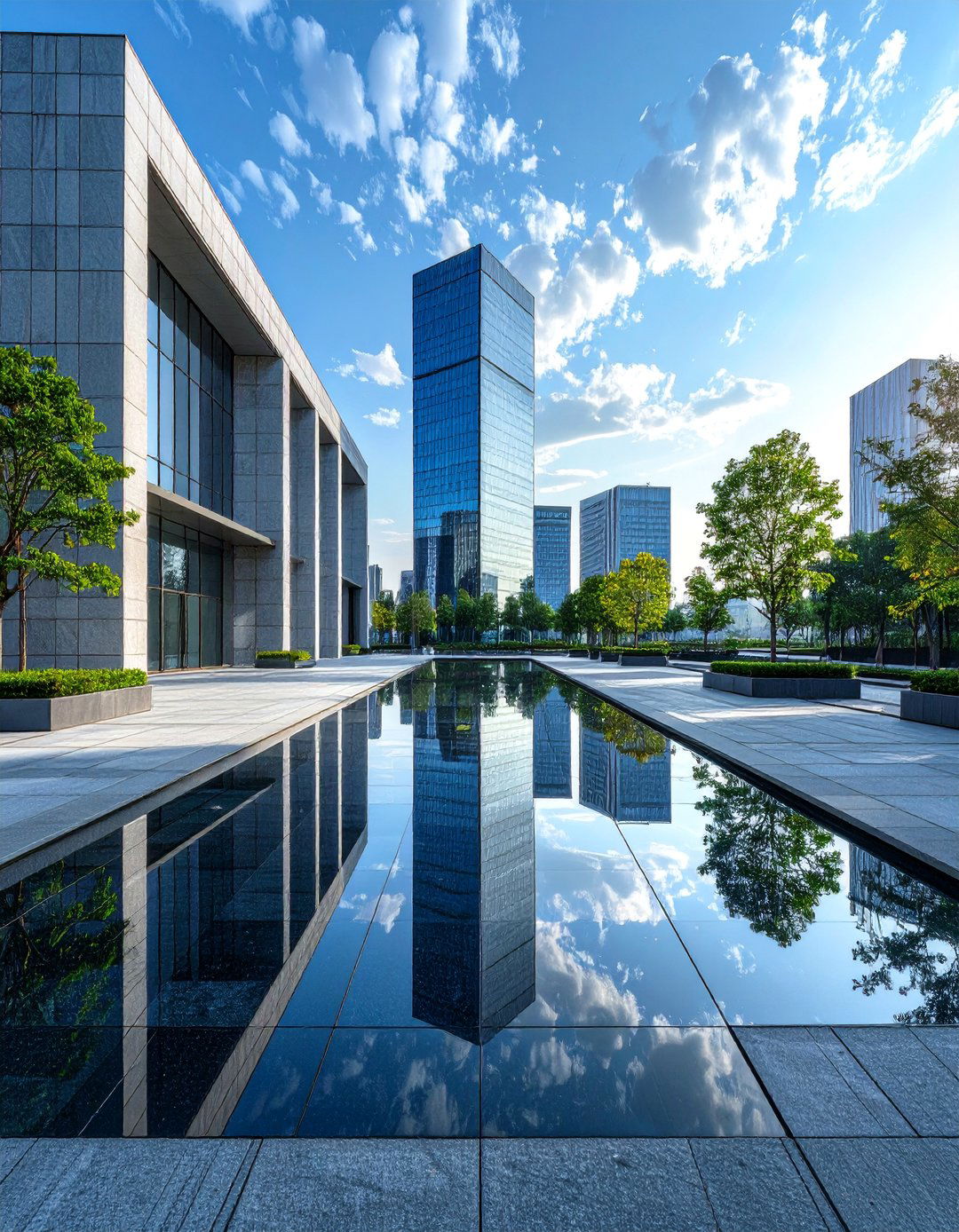 The Reflective Water Basin Plaza - 30 commercial landscape design ideas