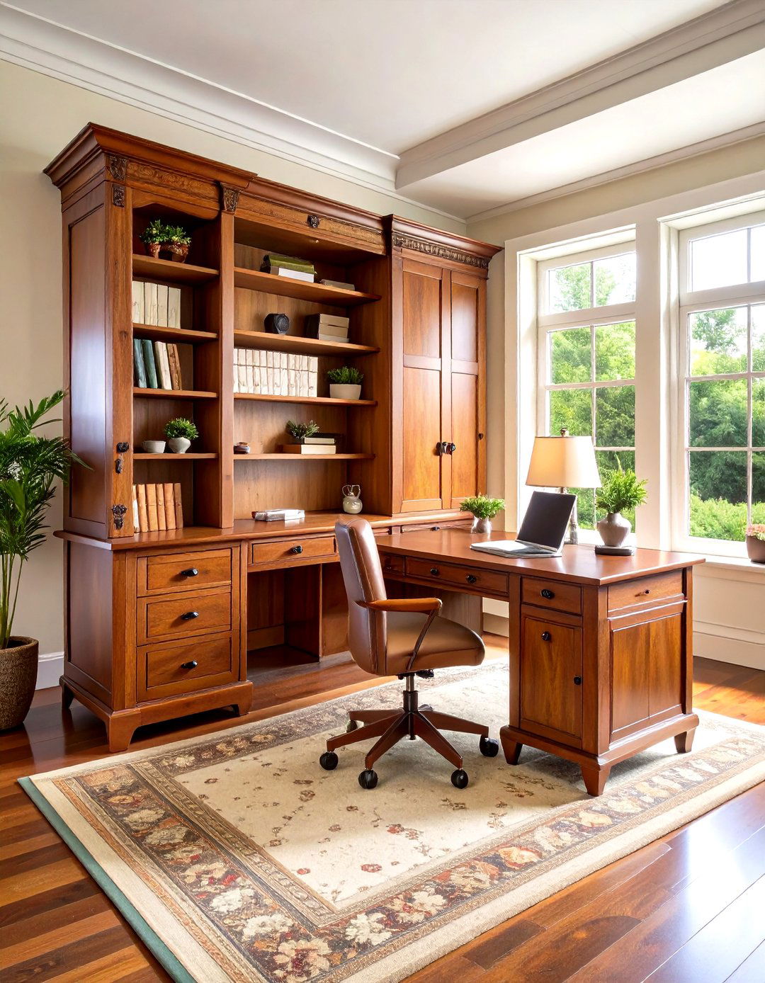 The Repurposed Antique Armoire Office - 30 home office storage ideas