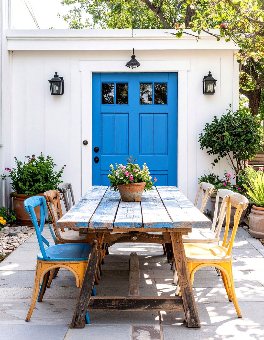 The Repurposed Door Table Centerpiece - 30 backyard patio ideas on a budget
