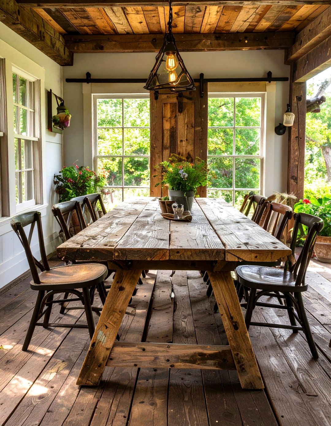 The Repurposed Door Table Porch - 30 back porch ideas on a budget