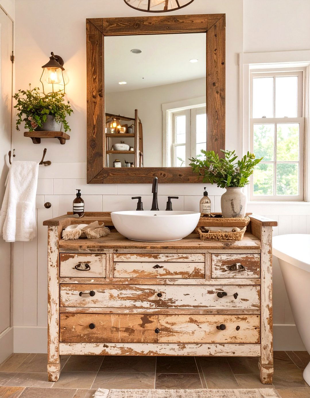 The Repurposed Furniture Vanity - 30 farmhouse bathroom decor ideas