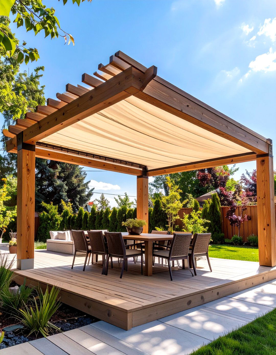 The Retractable Pergola Canopy - 30 deck awning ideas