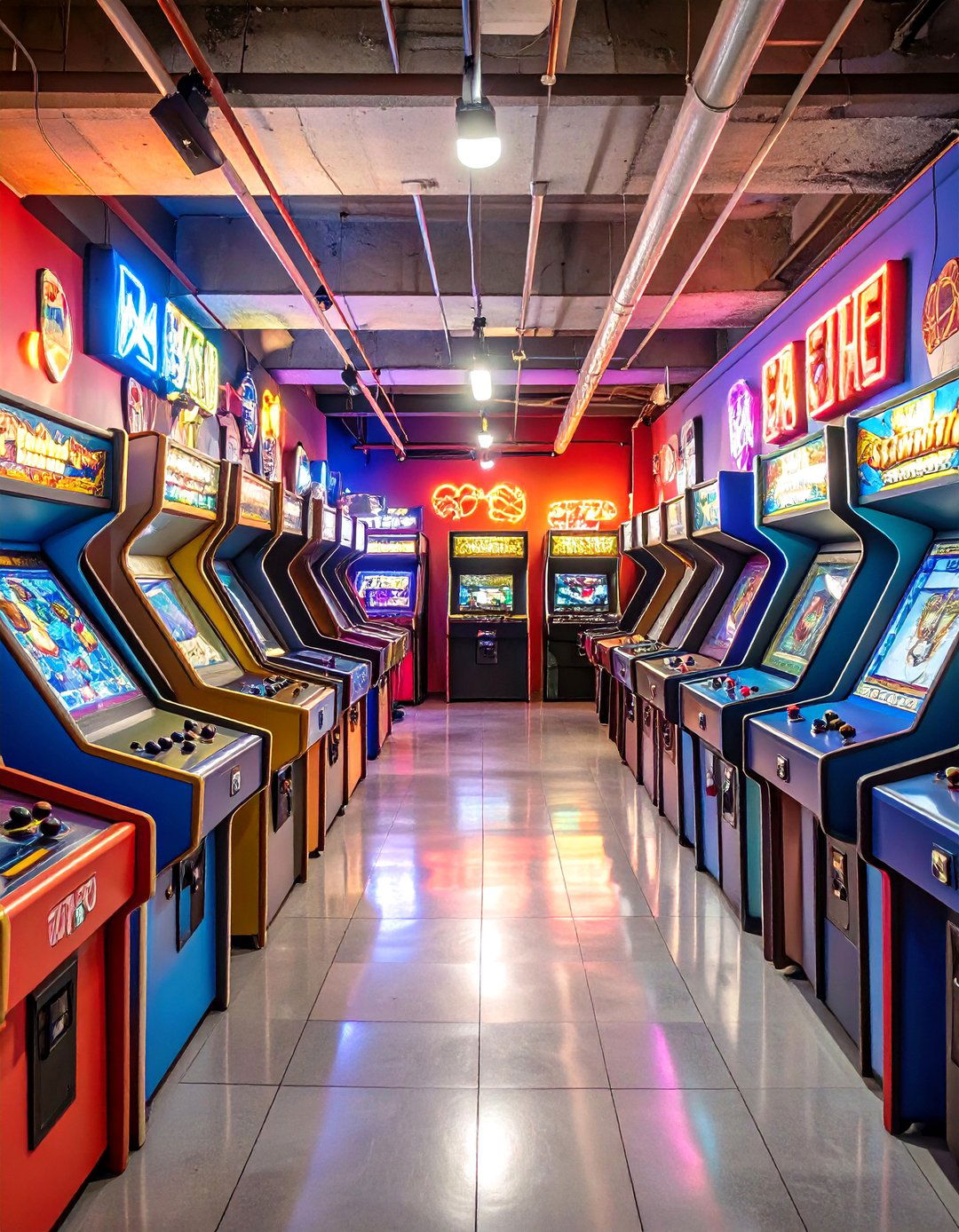 The Retro Arcade Hall - 30 basement room ideas