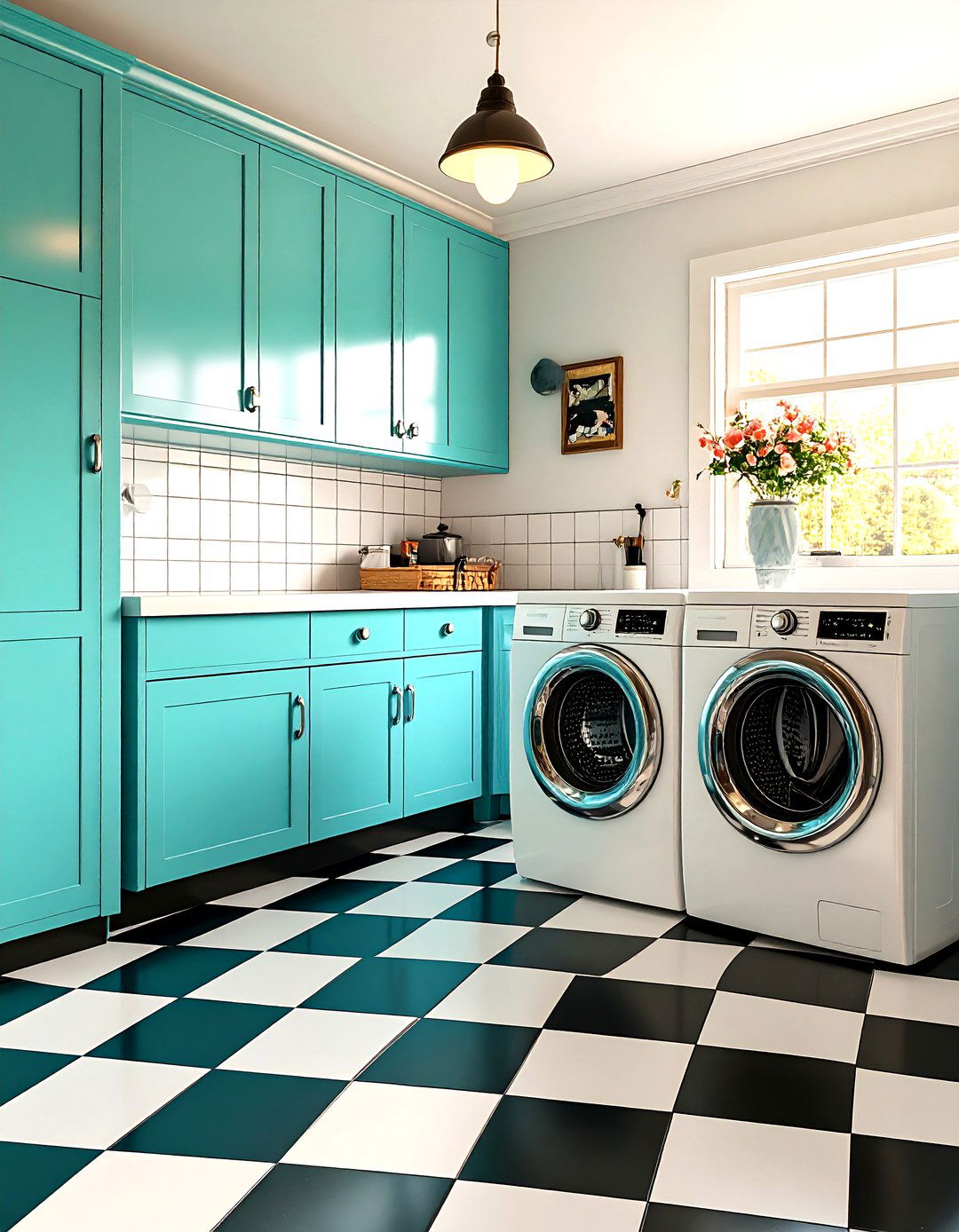 The Retro Diner Laundry Room - 30 laundry room stacked washer dryer ideas