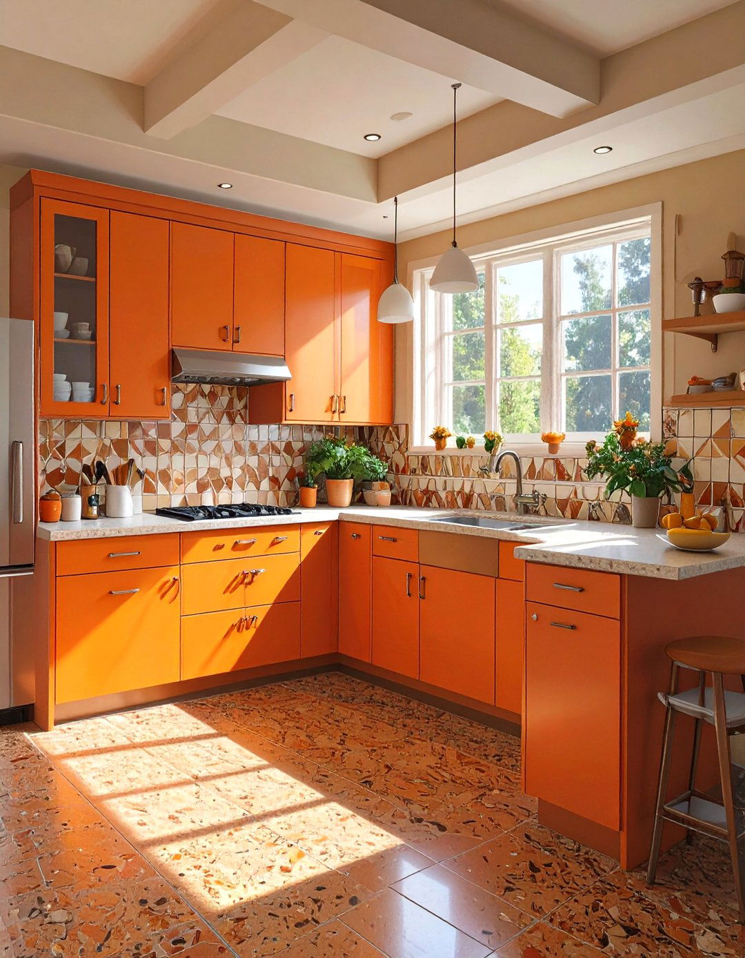 The Retro Orange and Brown Kitchen - 30 colorful interior design ideas