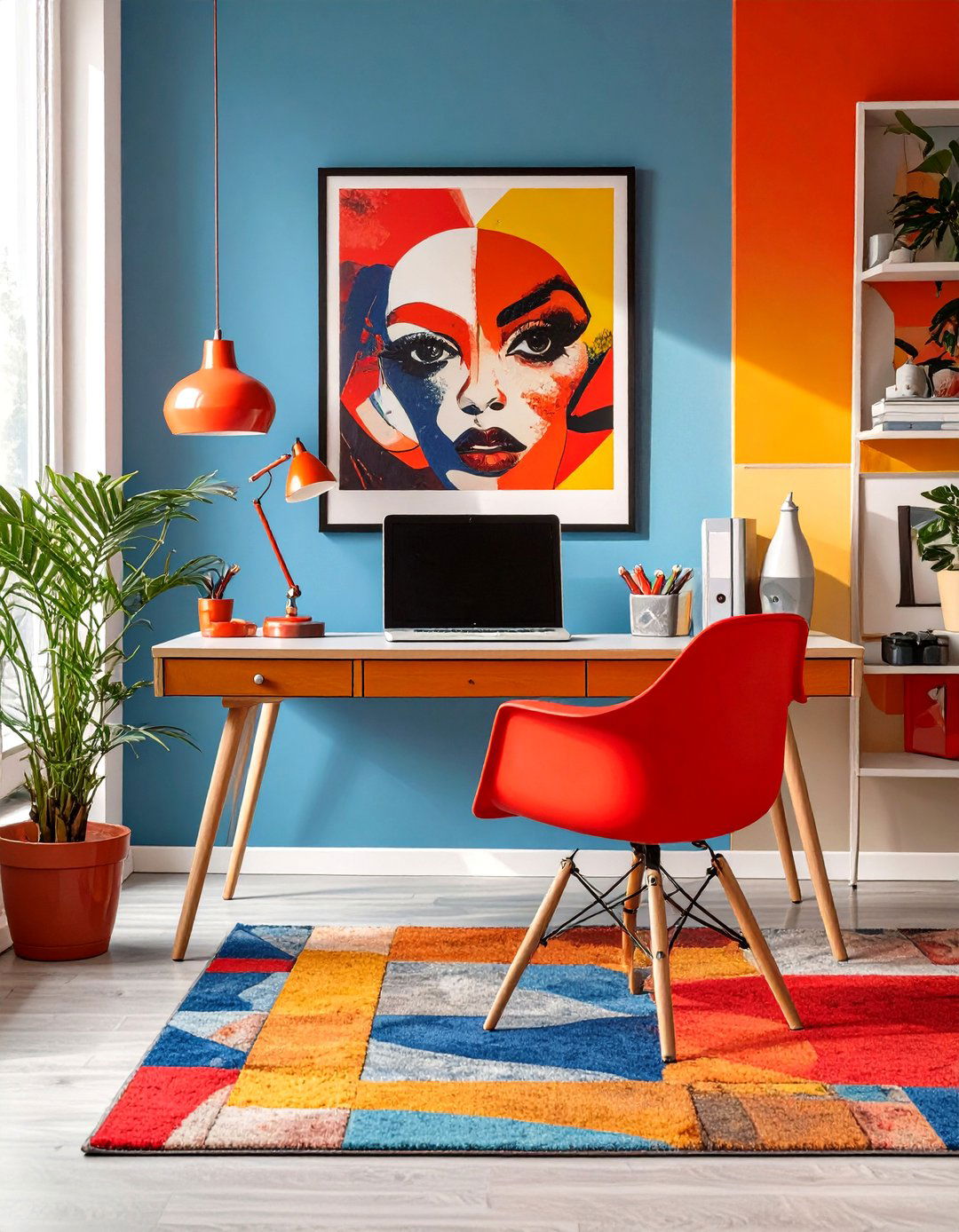 The Retro Pop Art Office - 30 creative small office interior design ideas