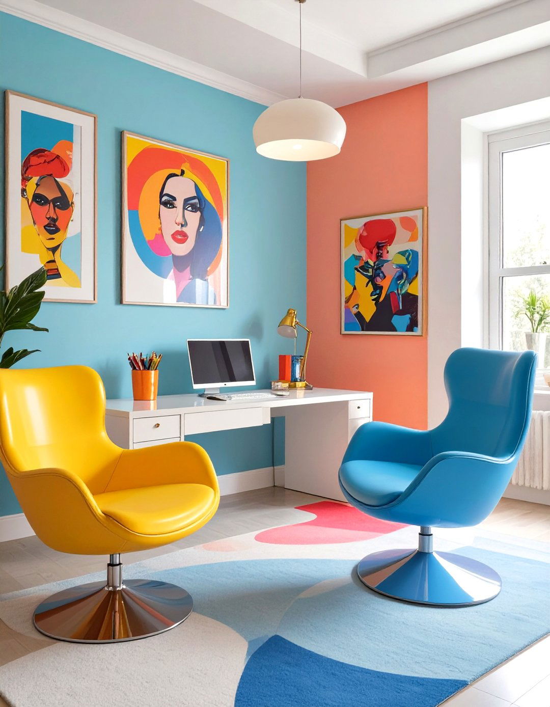 The Retro Pop Art Office - 30 modern home office design ideas