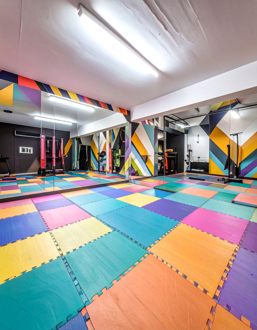 The Retro s Aerobics Basement Gym - 30 basement home gym ideas