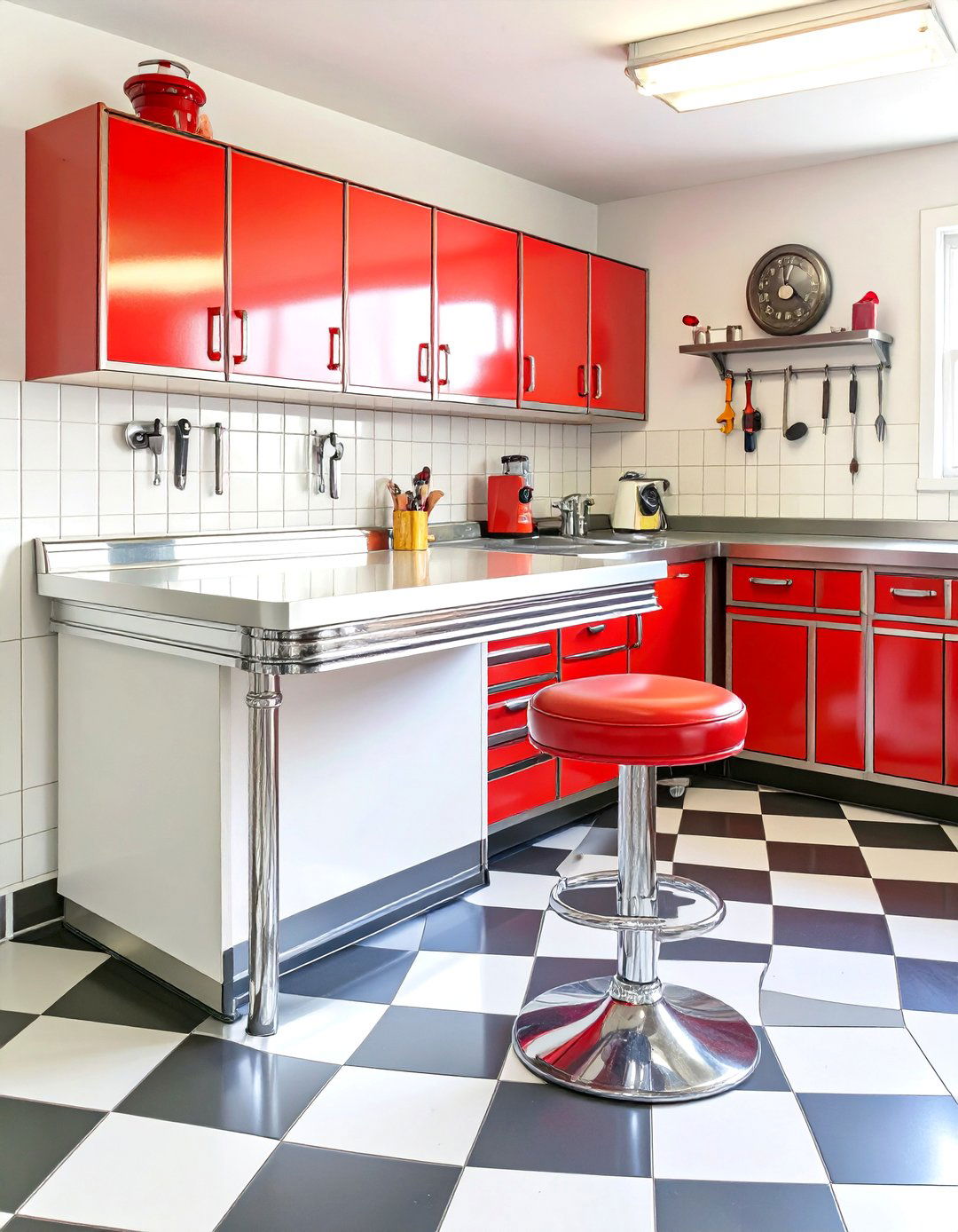 The Retro s Diner Style Garage Workbench - 30 cool garage workbench ideas