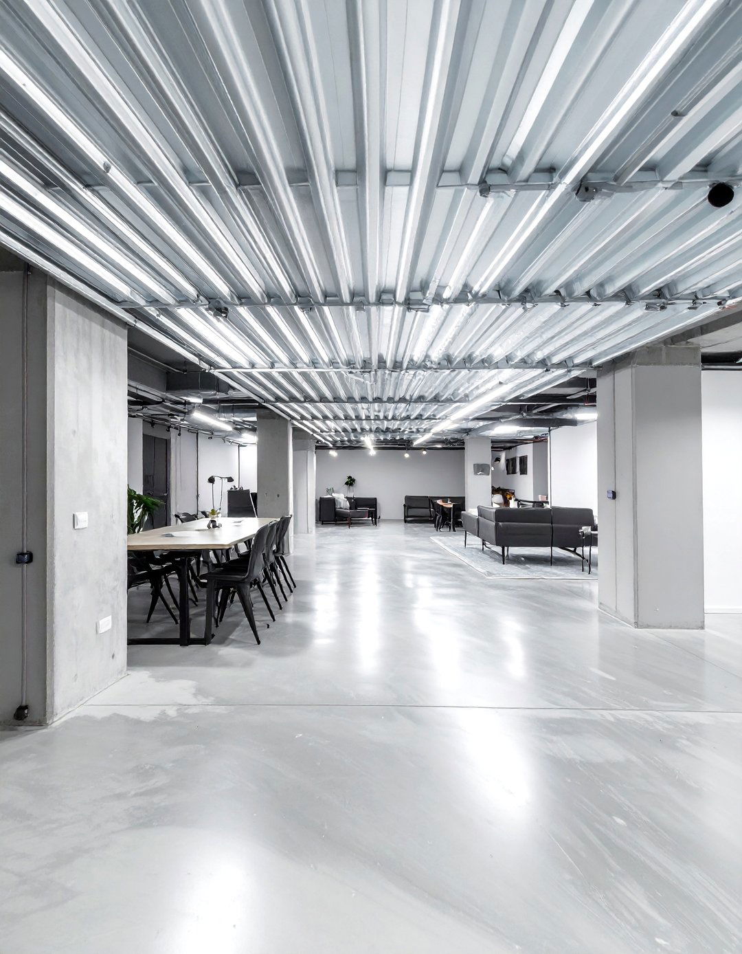 The Ribbed Metal Lath Ceiling - 30 cheap basement ceiling ideas