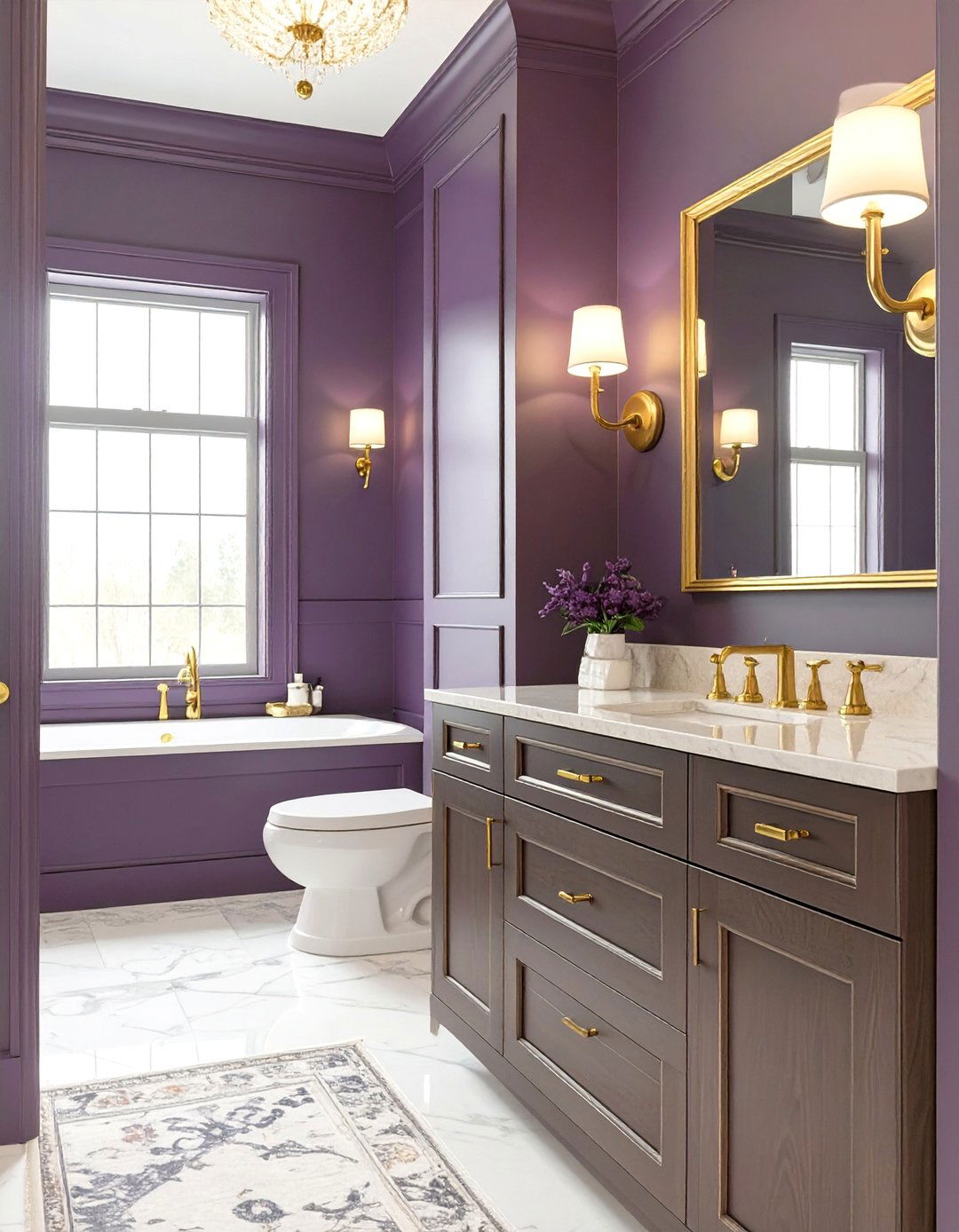 The Rich Plum and Gold Bathroom - 30 colorful bathroom ideas