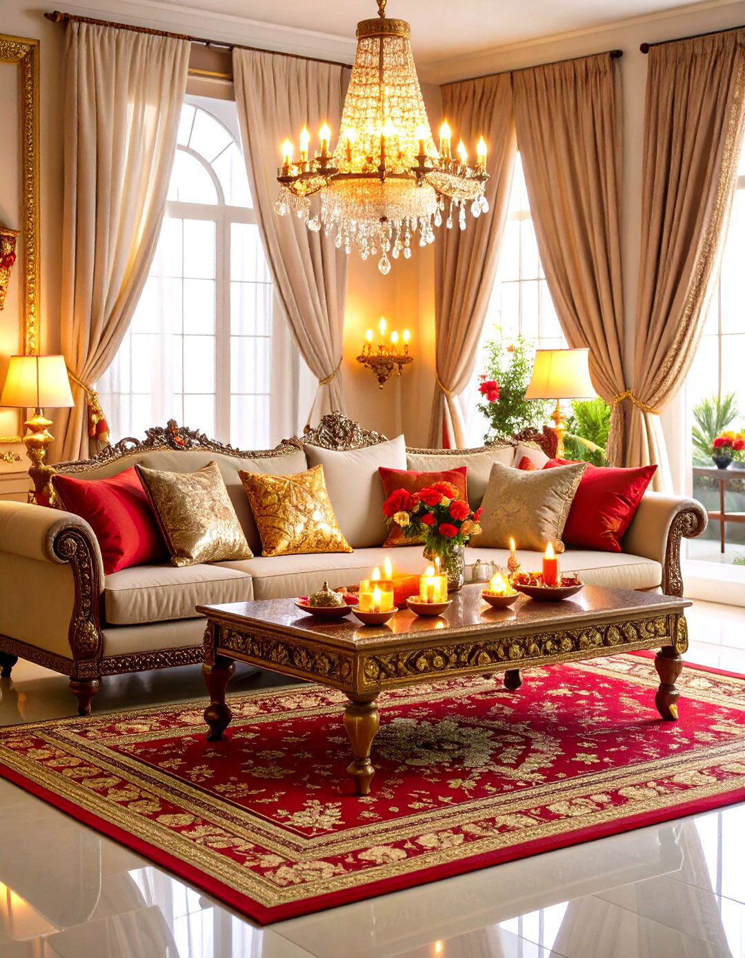 The Richness of Silk and Brocade - 30 diwali decoration ideas for living room