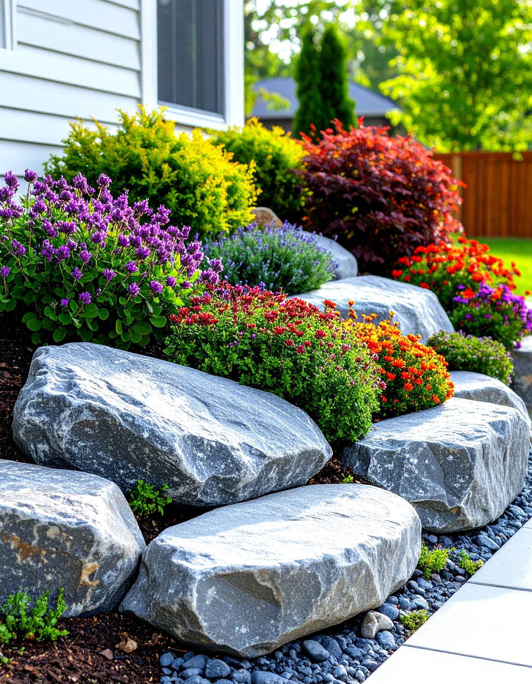 The Rock Garden Flower Bed - 30 front yard flower bed ideas