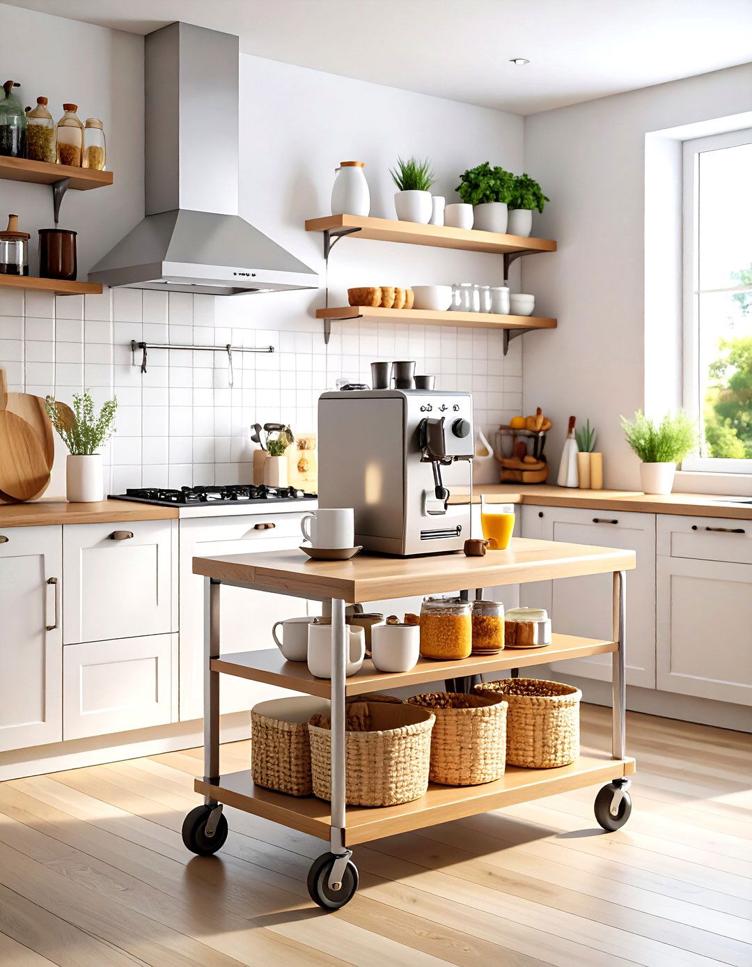 The Rolling Cart Command Center - 30 kitchen organizing ideas