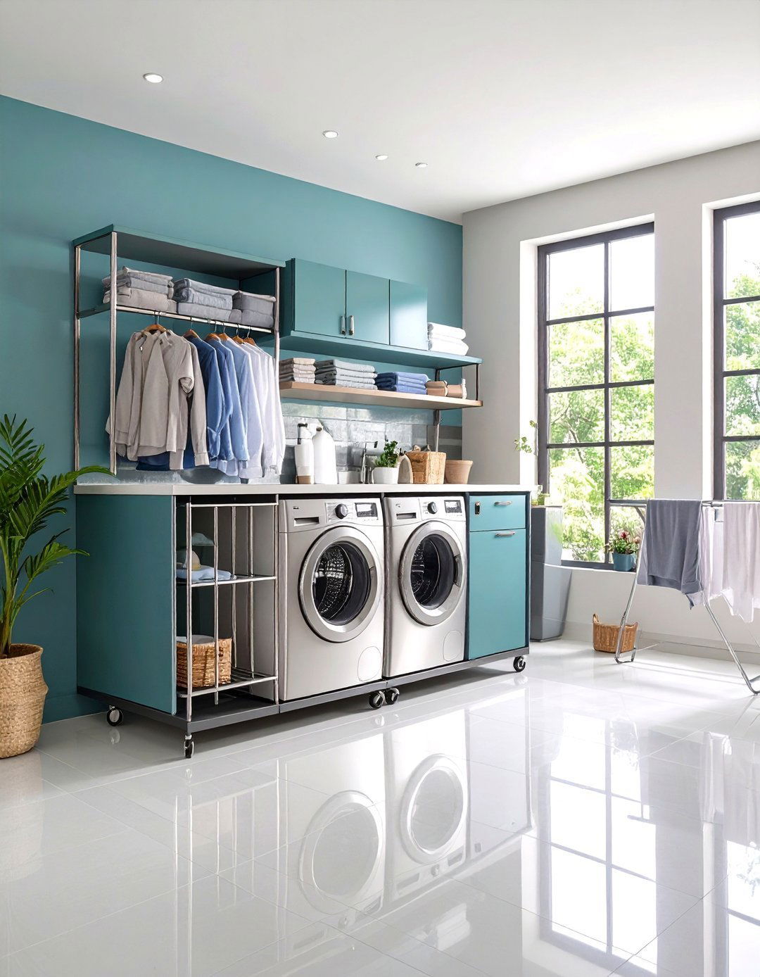 The Rolling Cart with Laundry Room Drying Rack - 30 laundry room drying rack ideas