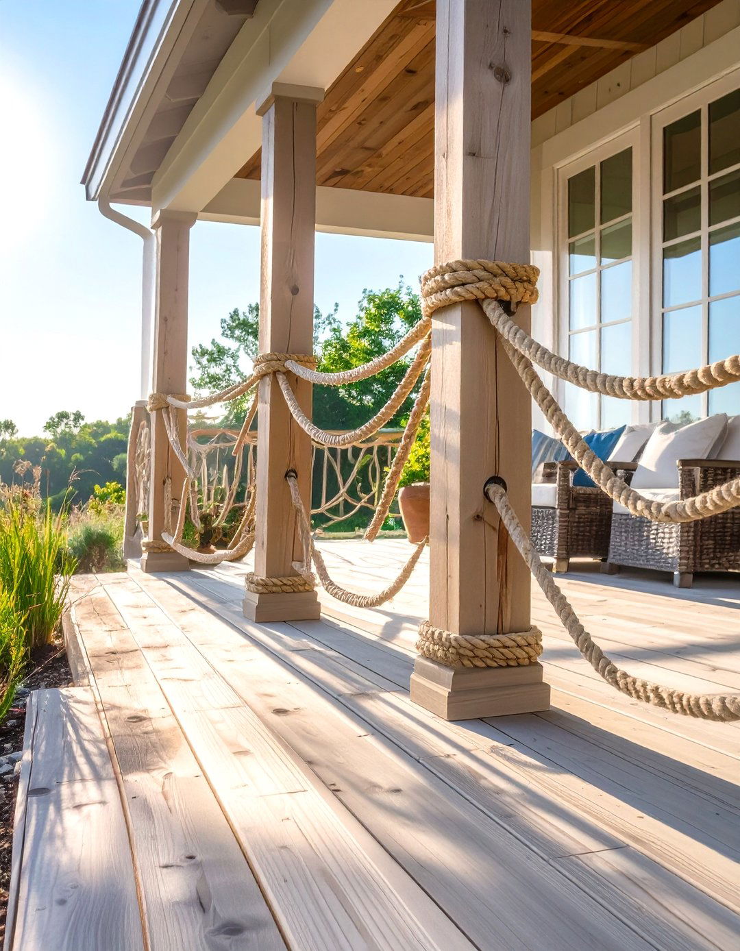 The Rope Railing Deck - 30 cheap deck ideas