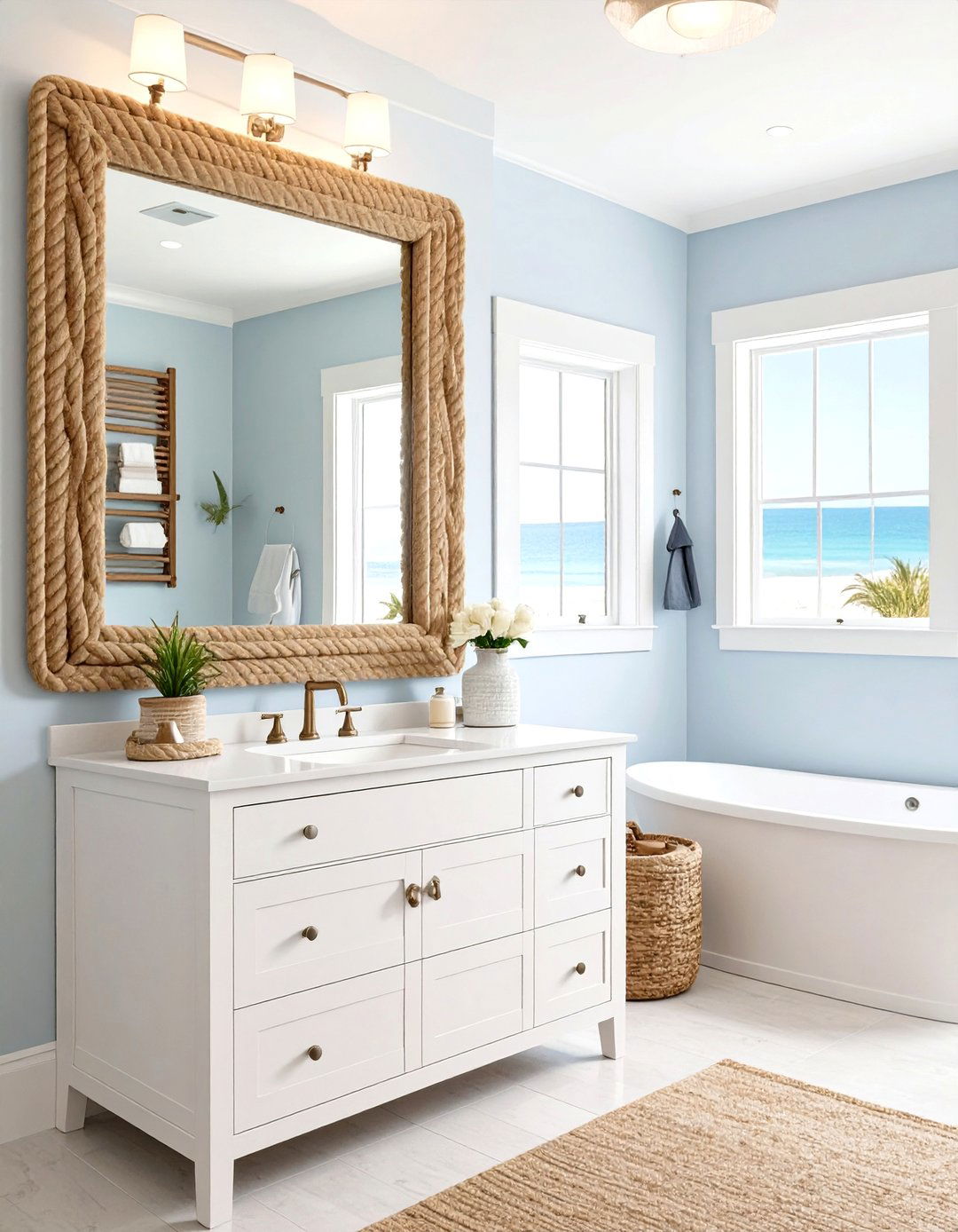 The Rope and Knot Accented Bathroom - 30 beach coastal bathroom ideas