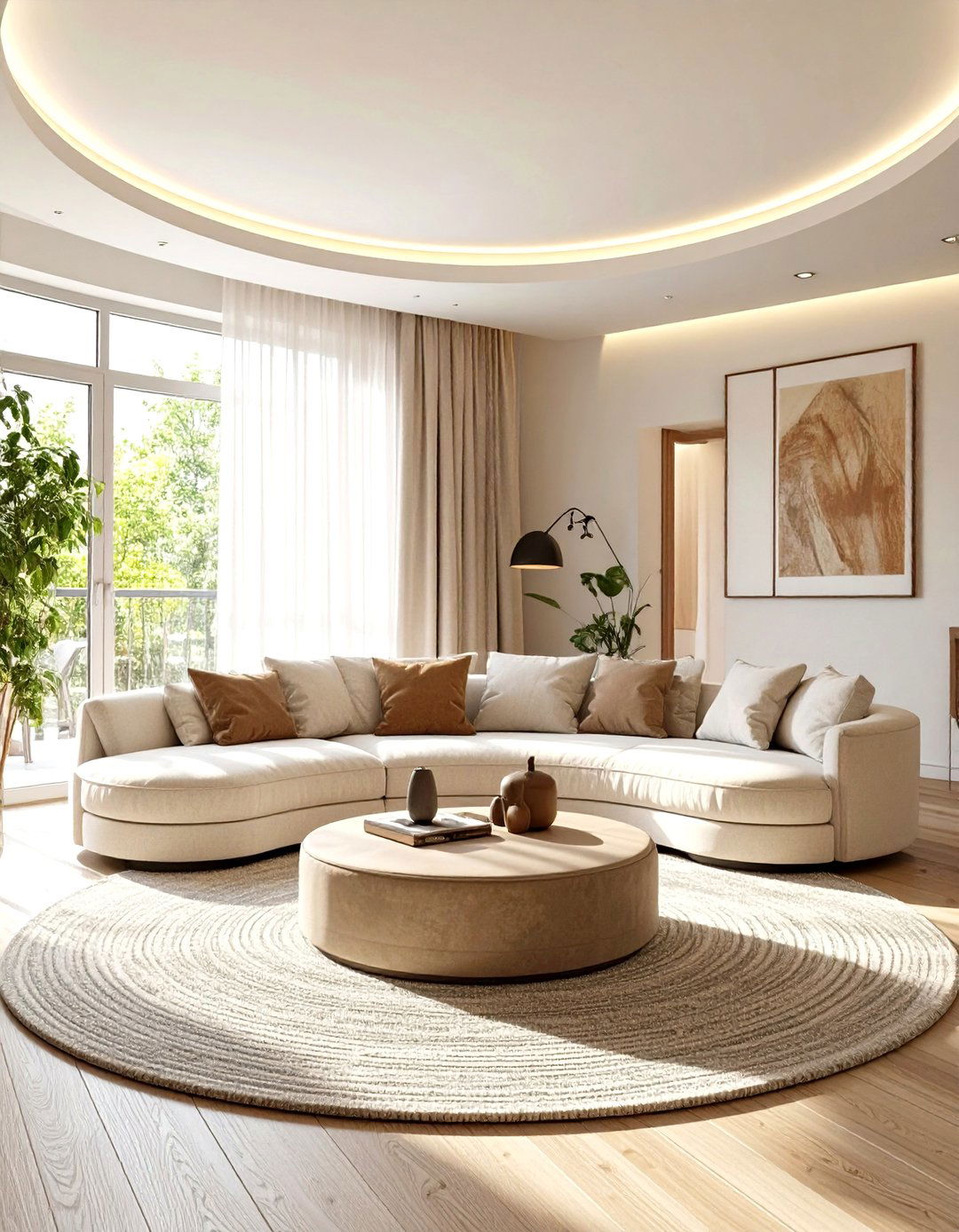 The Round Edged Living Room - 30 extra small apartment living room ideas