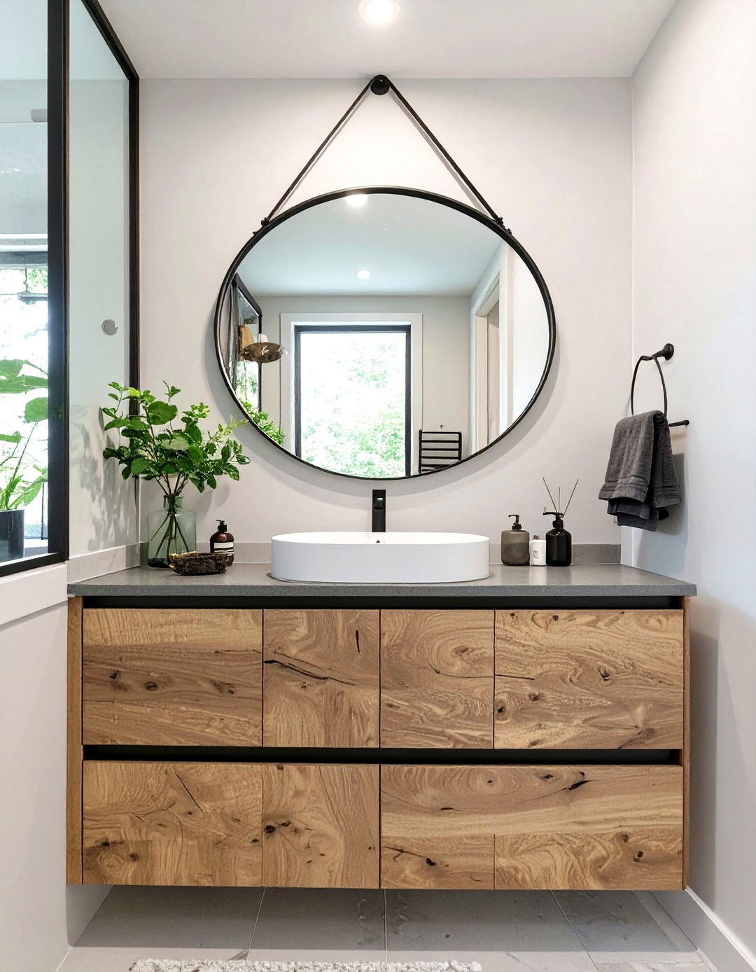 The Round Mirror Softness Small Bathroom - 30 budget small bathroom ideas