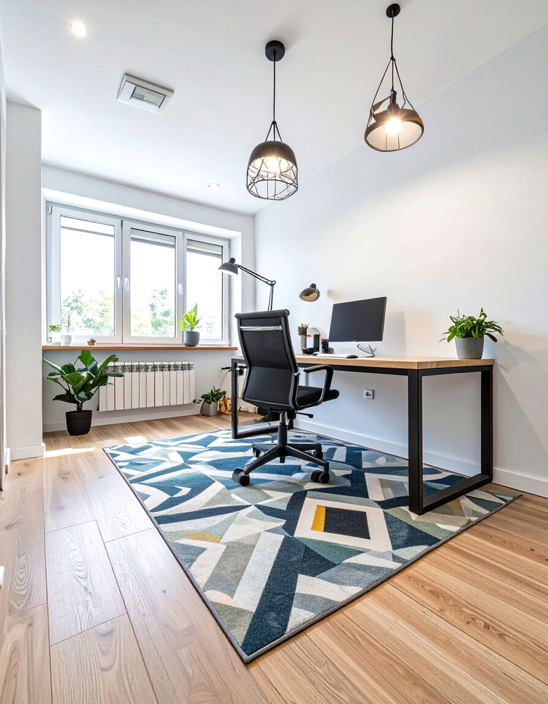 The Rug Defined Small Office Zone - 30 modern small office interior design ideas