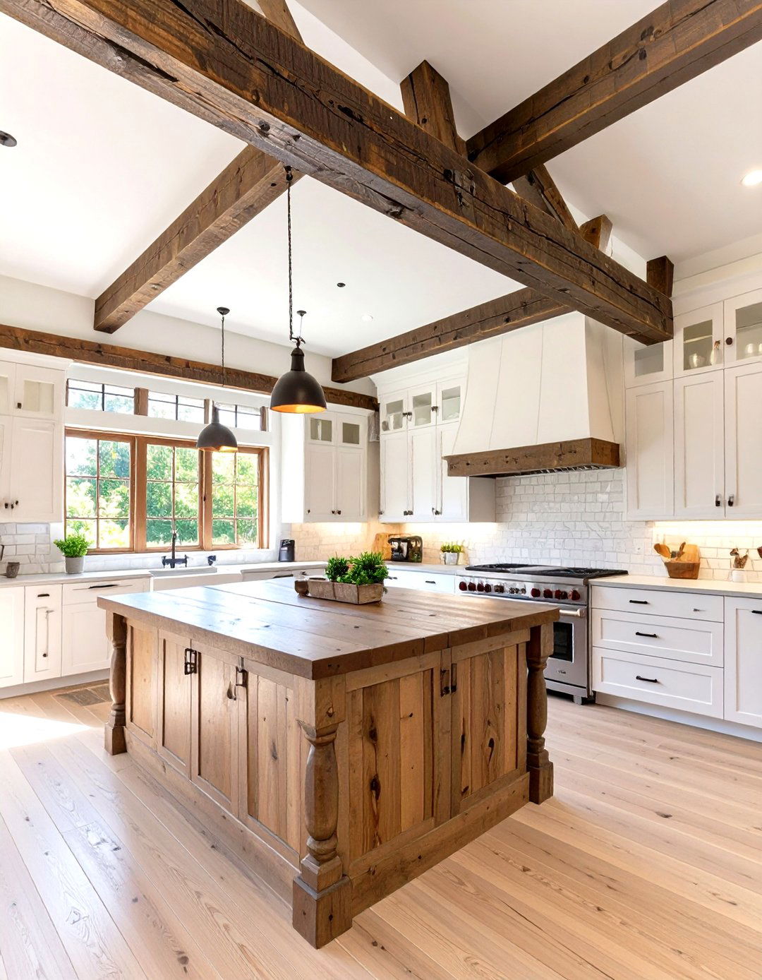 The Rustic Beam Farmhouse Kitchen - 30 modern farmhouse kitchen ideas
