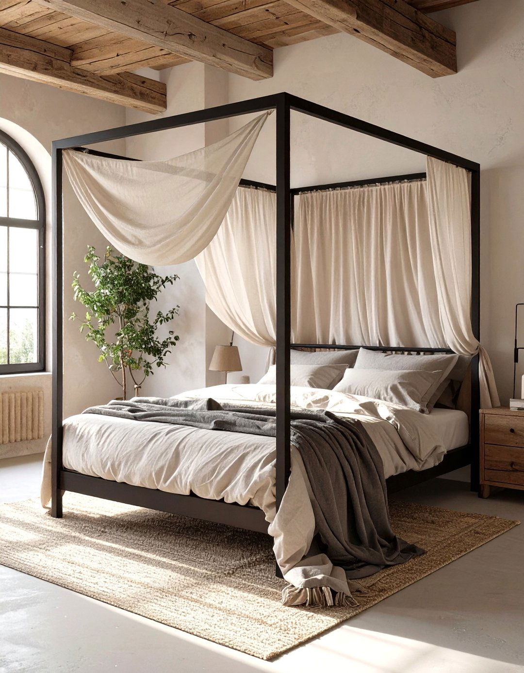 The Rustic Bedroom with a Canopy Bed - 30 modern rustic interior design ideas