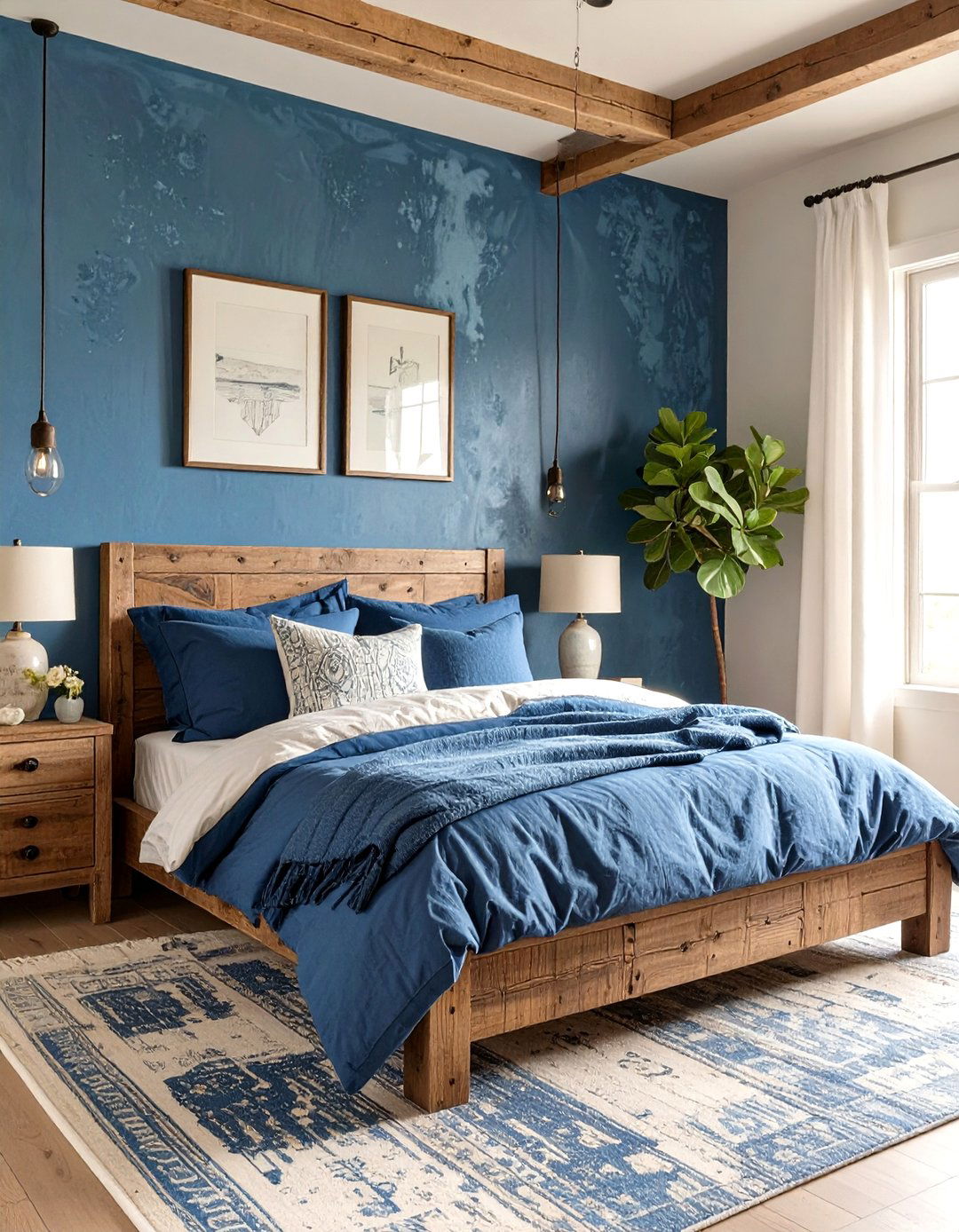 The Rustic Blue Denim Bedroom - 30 blue and white bedroom ideas