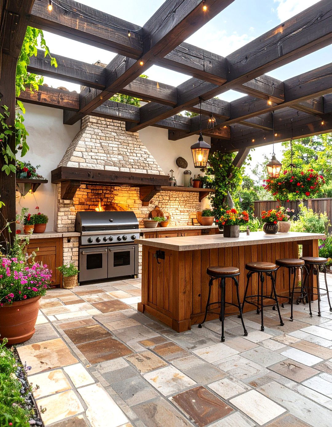 The Rustic Brick Oven Kitchen - 30 backyard kitchen ideas