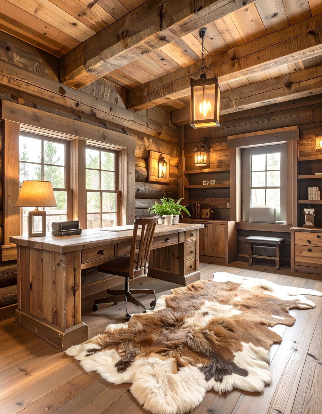 The Rustic Cabin Office - 30 dark office ideas