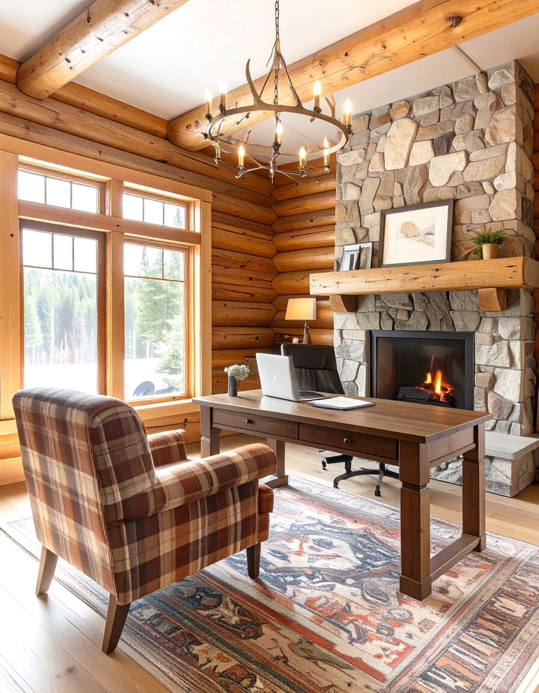The Rustic Cabin Retreat Home Office - 30 mens home office ideas
