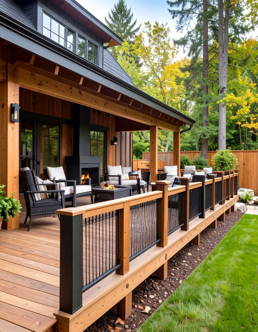 The Rustic Cedar Frame Hog Wire Deck Railing - 30 hog wire deck railing ideas