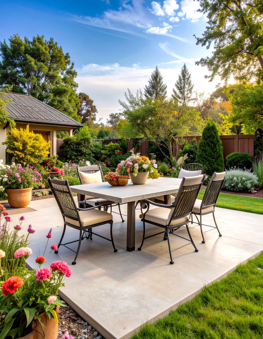 The Rustic Concrete Patio with a Broom Finish - 30 backyard concrete ideas