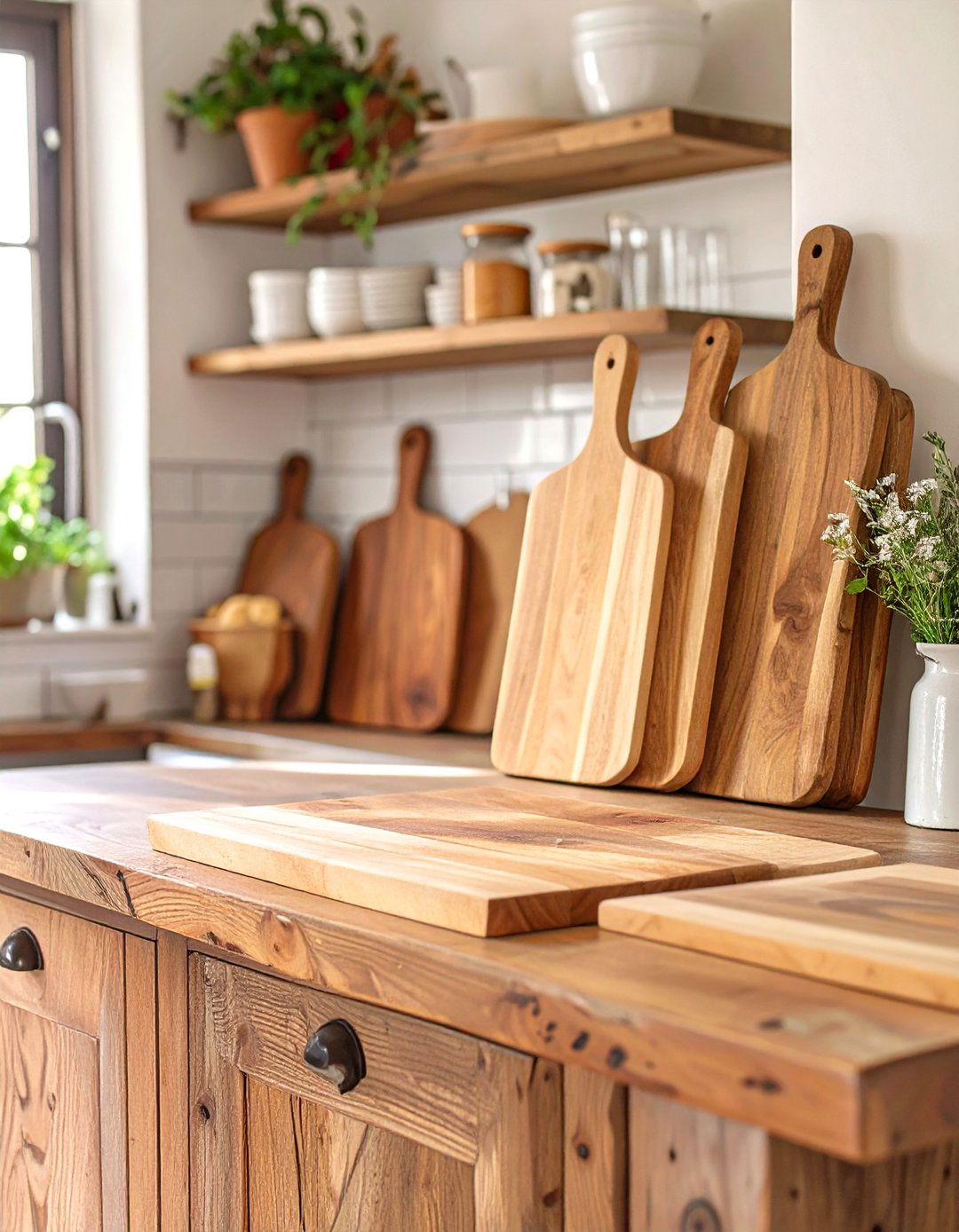 The Rustic Cutting Board Display Kitchen Island - 30 centerpiece kitchen island decor ideas