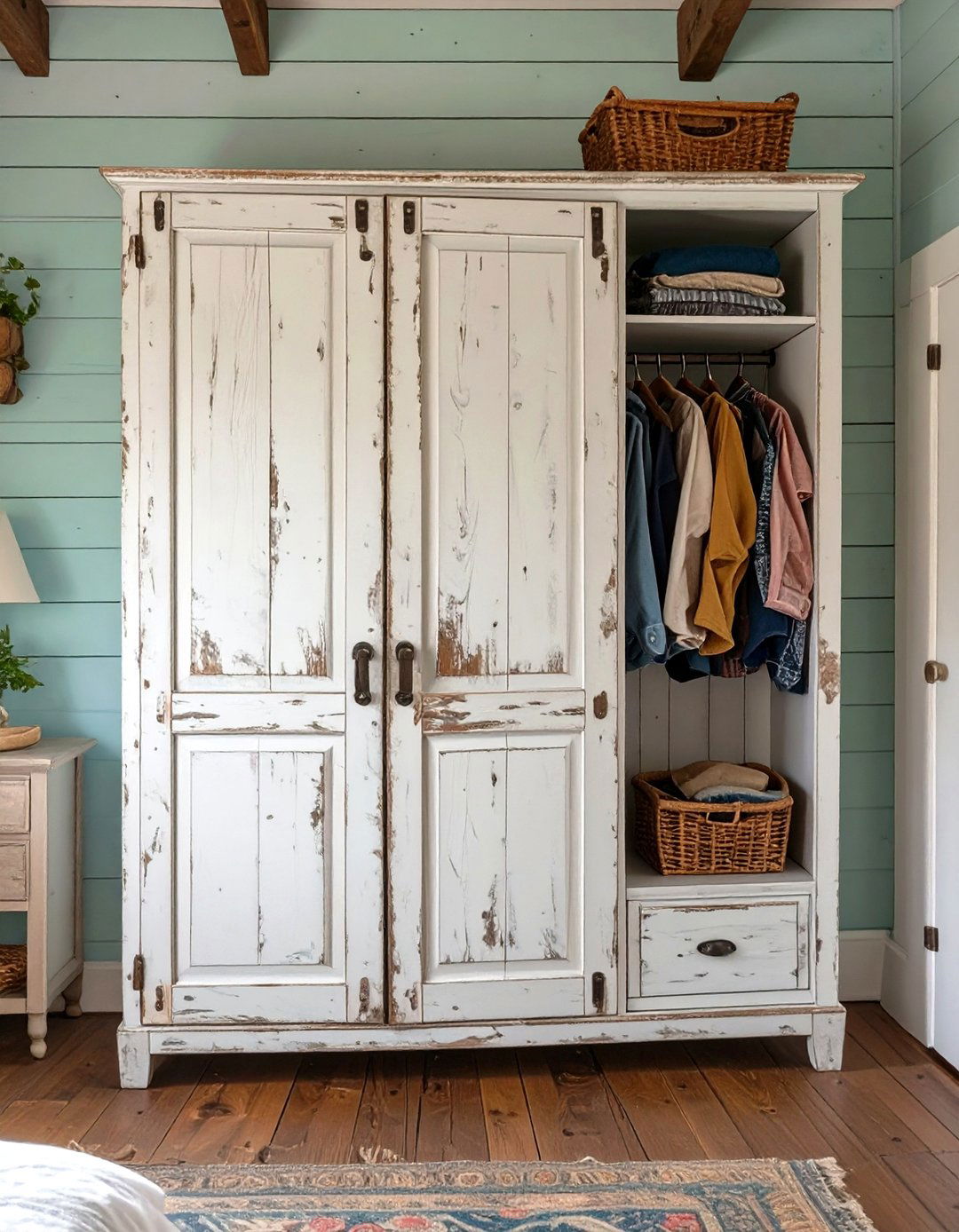 The Rustic Farmhouse Armoire - 30 open closet ideas