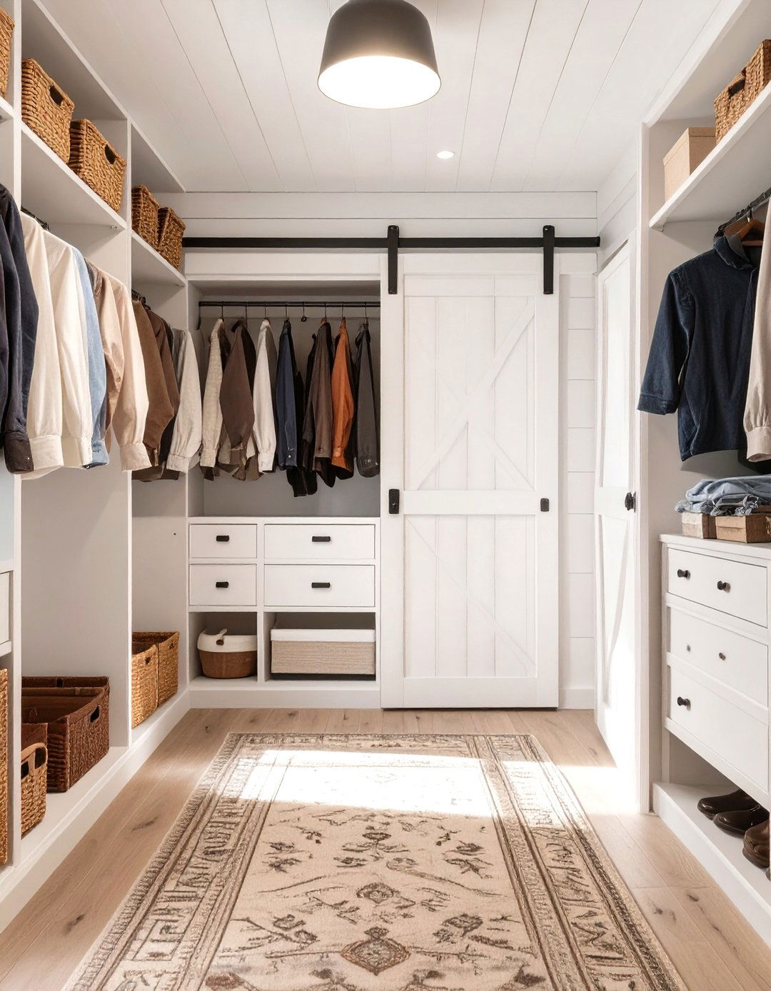 The Rustic Farmhouse Closet with Sliding Barn Door - 30 closet system ideas