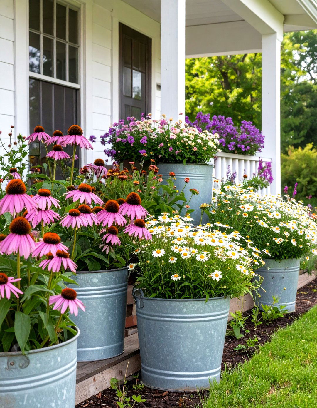The Rustic Farmhouse Coneflower Planting - 30 coneflower garden design ideas
