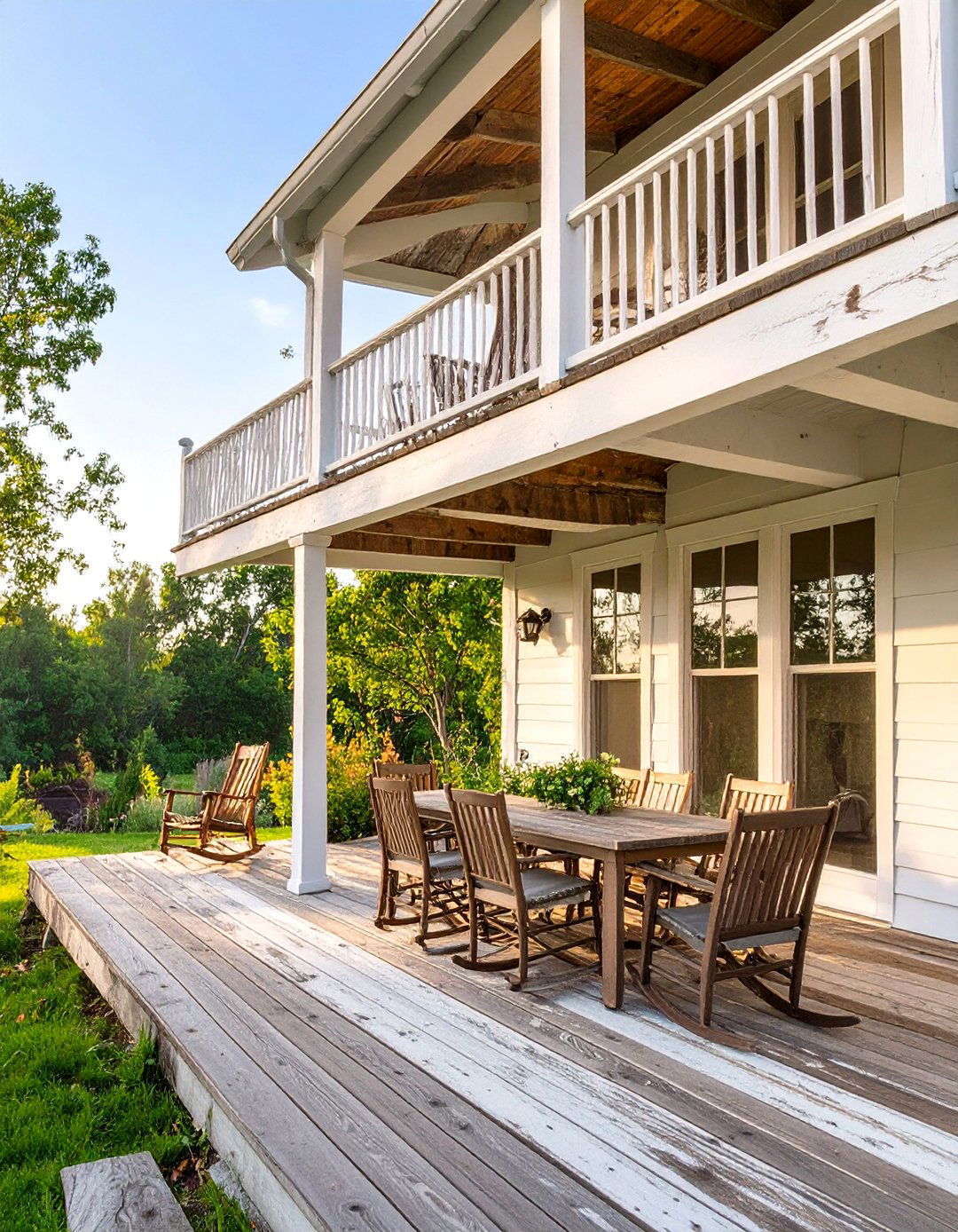The Rustic Farmhouse Deck - 30 backyard 2 level deck designs