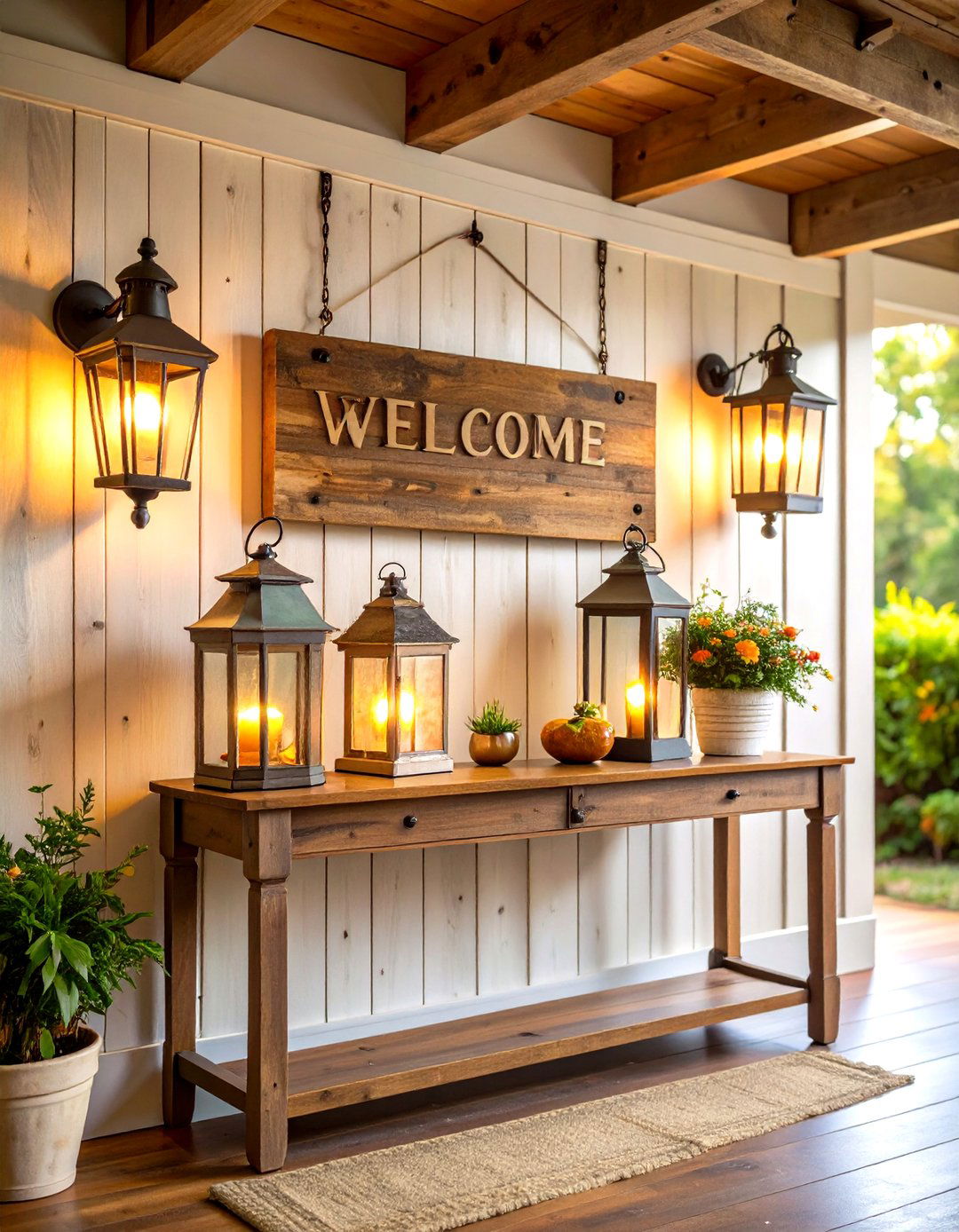 The Rustic Farmhouse Entryway Welcome - 30 entryway wall decor ideas