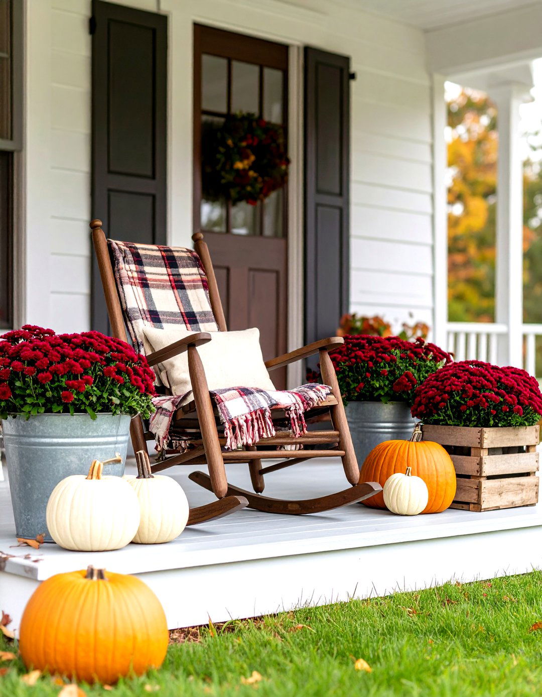 The Rustic Farmhouse Front Porch - 30 fall front porch ideas