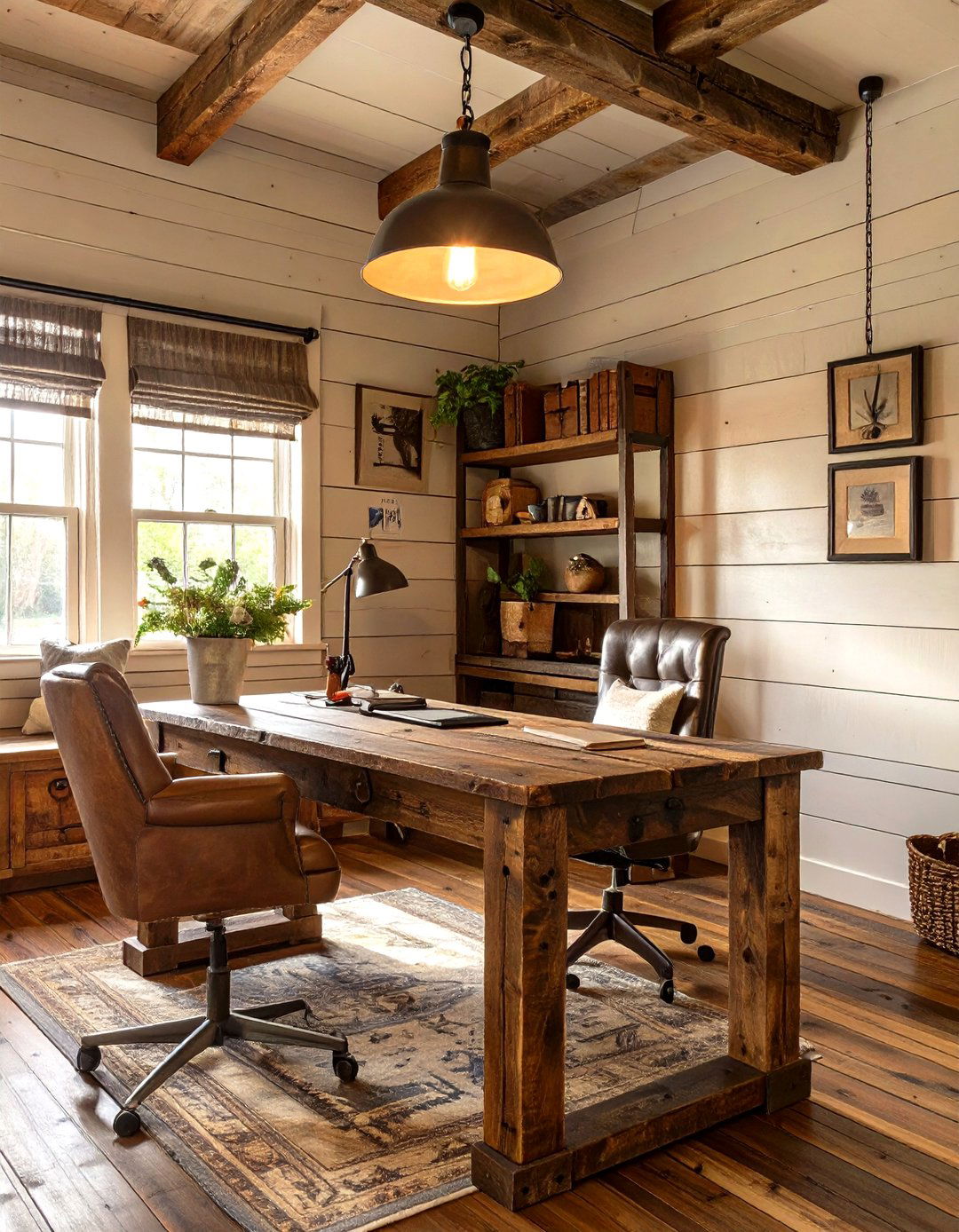 The Rustic Farmhouse Office - 30 office decorating ideas for work