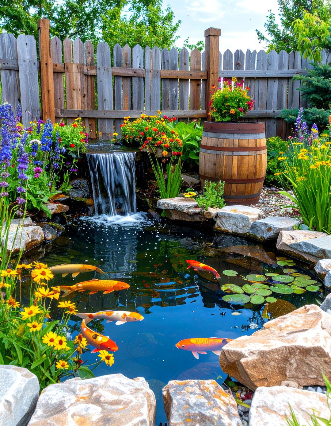 The Rustic Farmhouse Pond - 30 backyard koi pond ideas