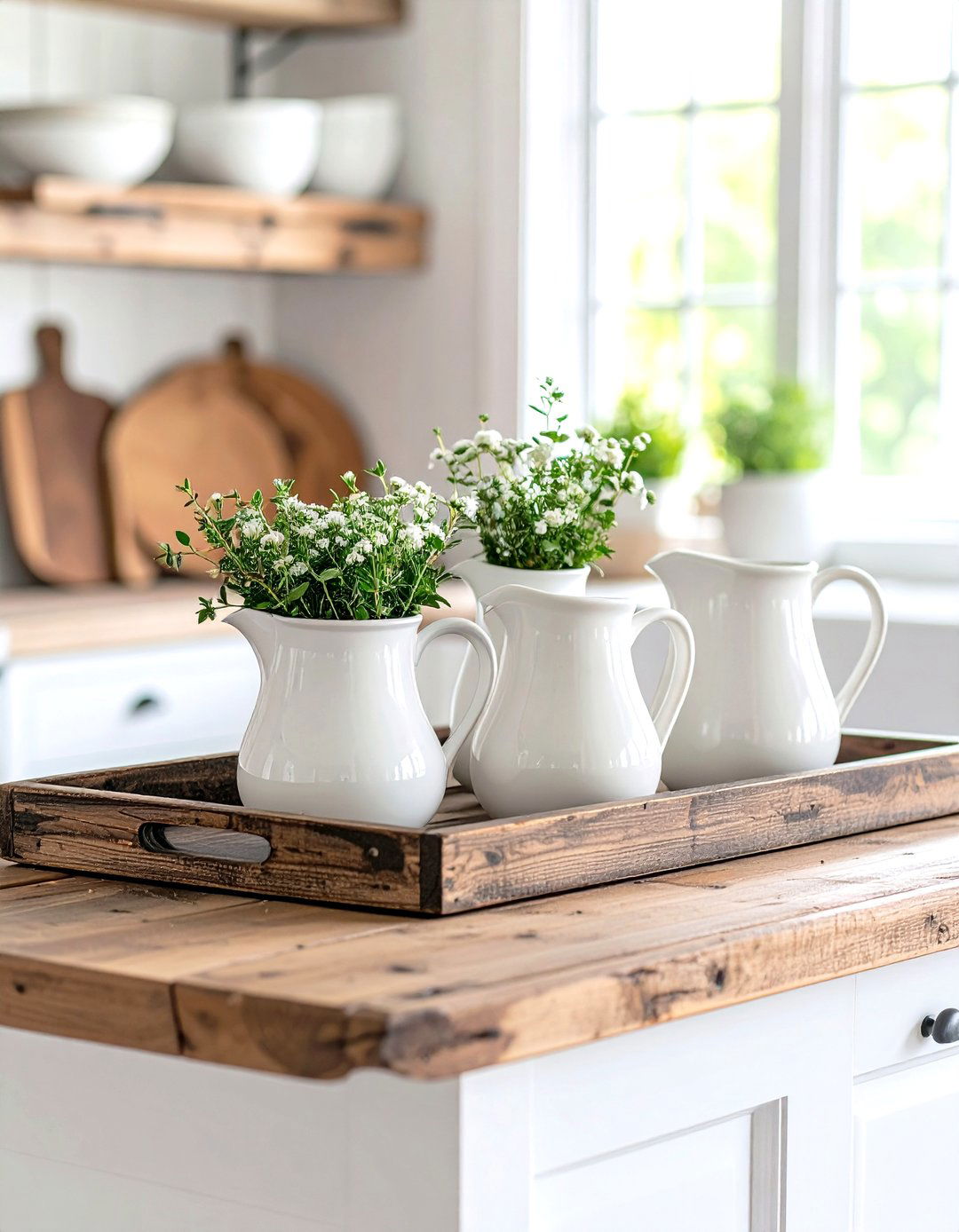 The Rustic Farmhouse Tray - 30 kitchen island centerpiece ideas