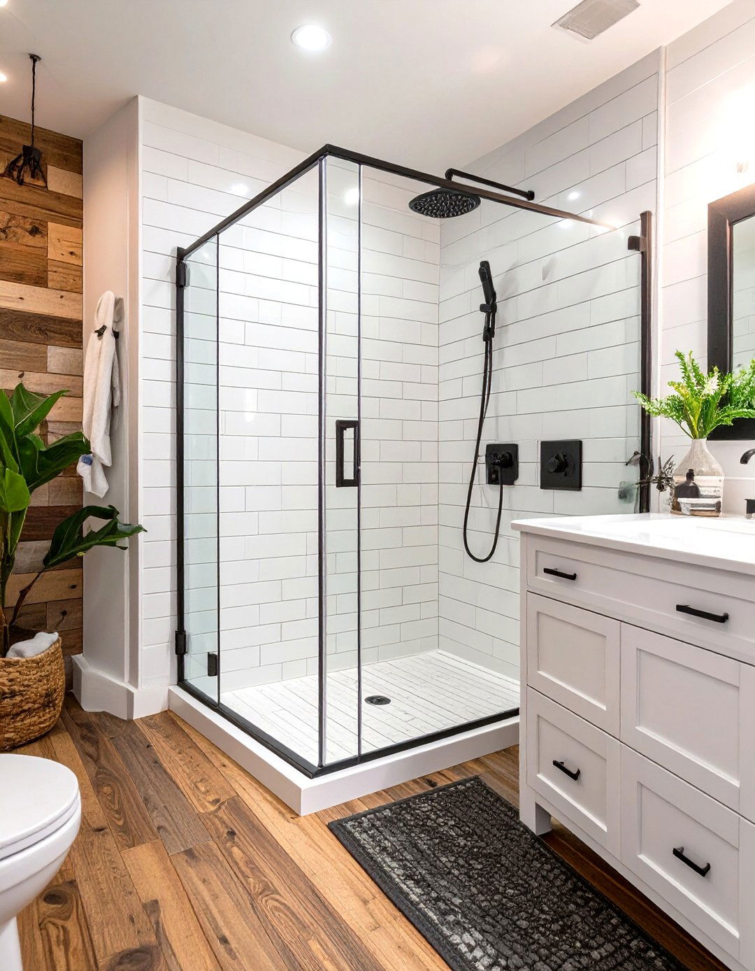 The Rustic Farmhouse Walk in Shower - 30 master bathroom walk in shower ideas