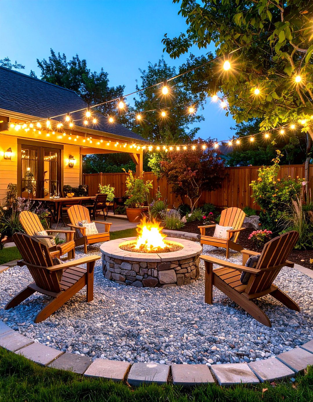 The Rustic Fire Pit Gathering Gravel Patio - 30 gravel patio ideas