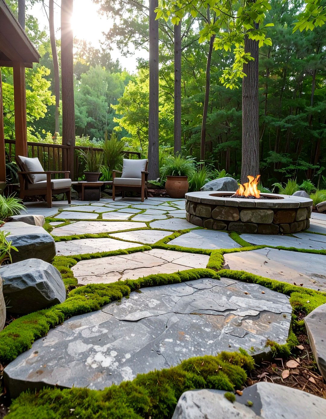 The Rustic Flagstone Paver Patio - 30 backyard paver ideas